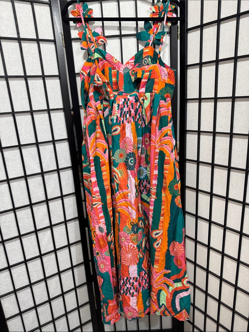 Farm Rio x Anthropologie defect Pleated Palm Midi Dress – Size M - Picture 9 of 10